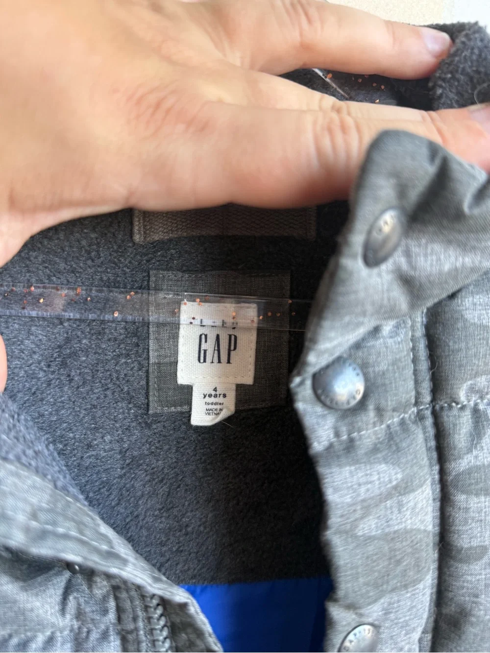 GAP Kids Gray Camouflage Puffer Vest